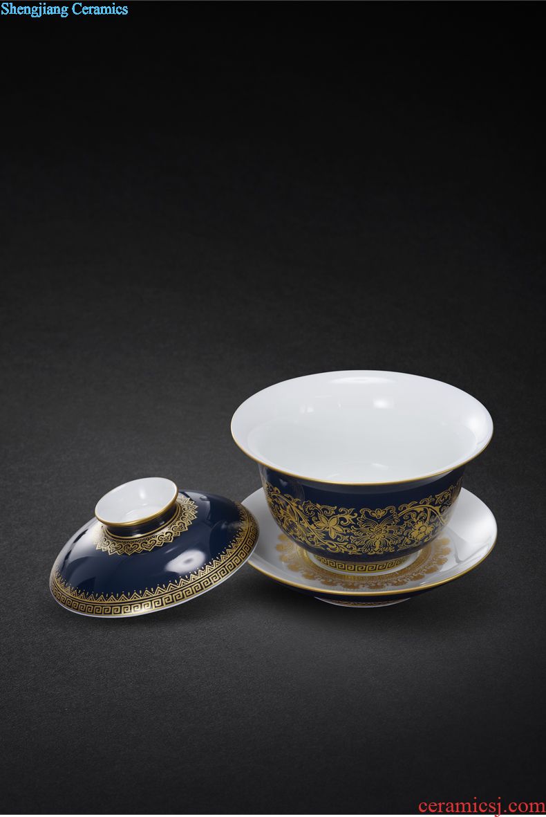 Jingdezhen pure manual ji blue paint cup sample tea cup hand-painted kung fu tea cup host small ceramic cups