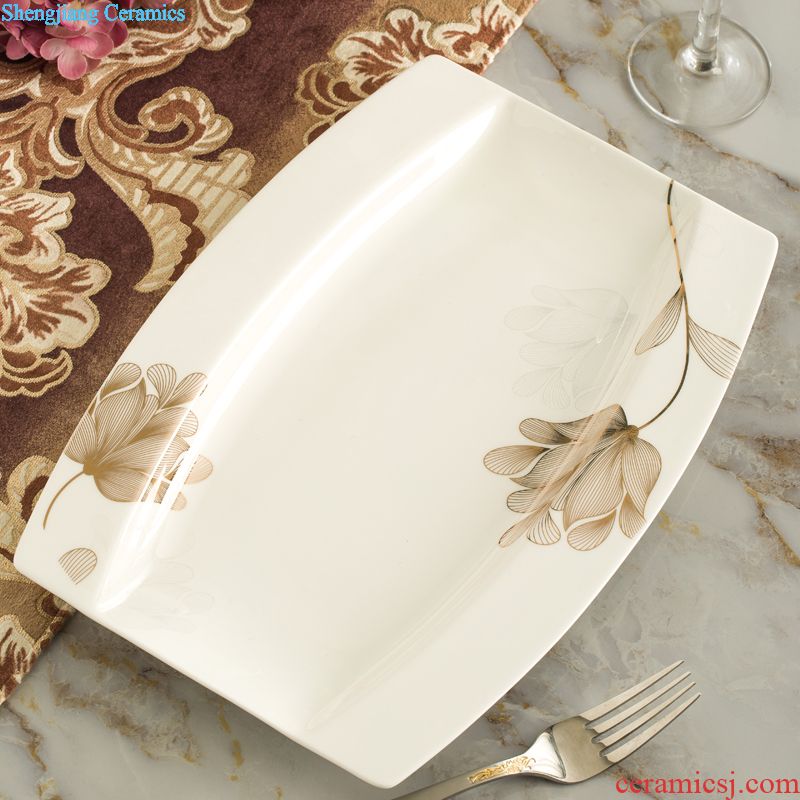 Bone China soup plate flat plate of beefsteak Put desk tray hotel home 8 inch 10 inch jingdezhen ceramic plate