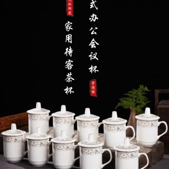 Jingdezhen ceramic cup with cover bone China large ceramic cups water glass cup gift cup custom office meeting