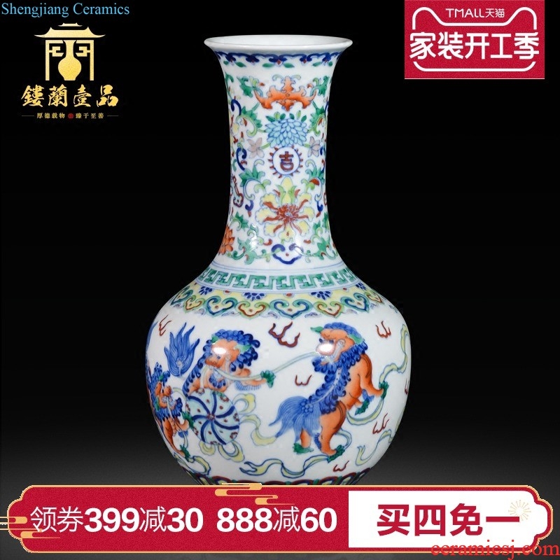 New Chinese style of jingdezhen ceramics powder enamel hand-painted big vase furnishing articles flower arranging home sitting room decoration decoration process