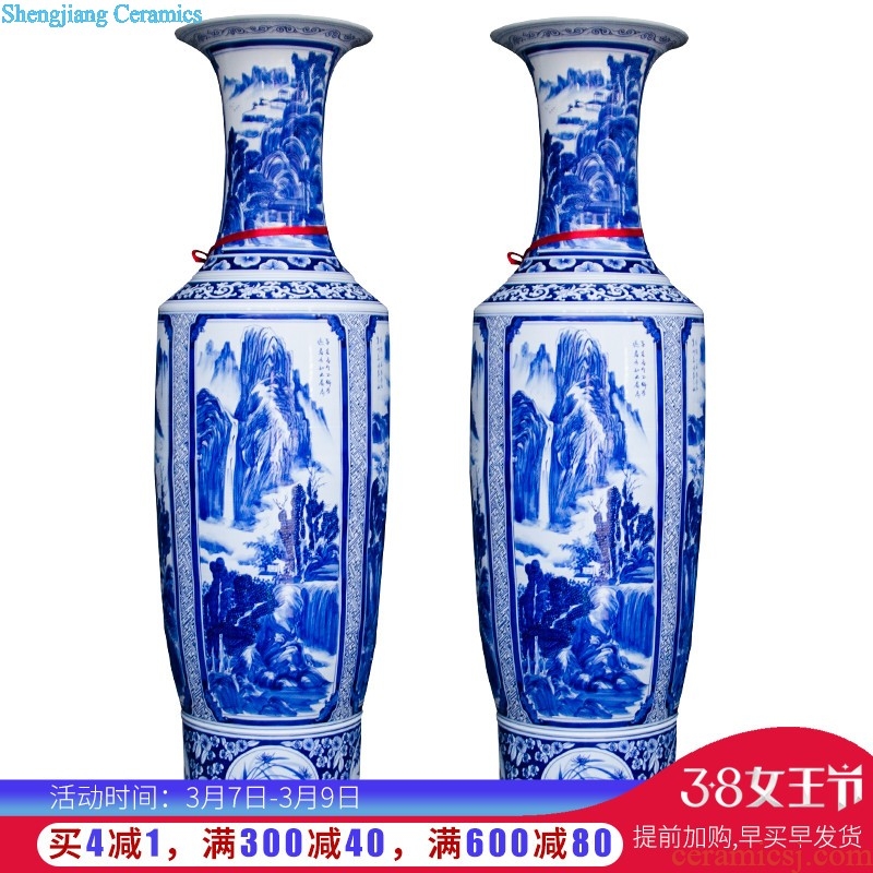 Sf62 jingdezhen ceramics of large blue and white porcelain vase carved dragon hand-painted quiver sitting room adornment is placed