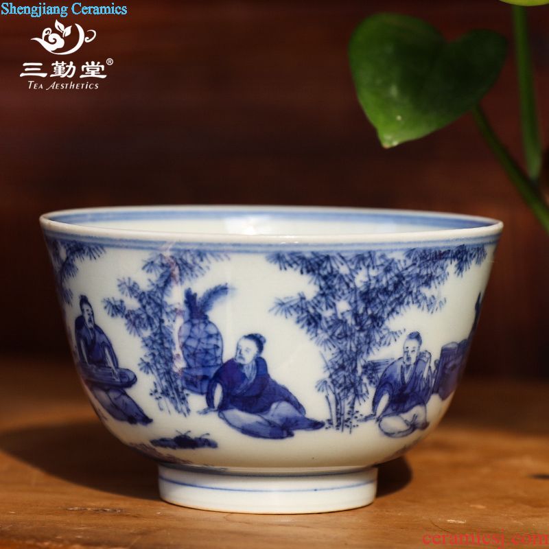 Three frequently jade porcelain tea light Jingdezhen kung fu tea cups S01028 ceramic building light manual master cup