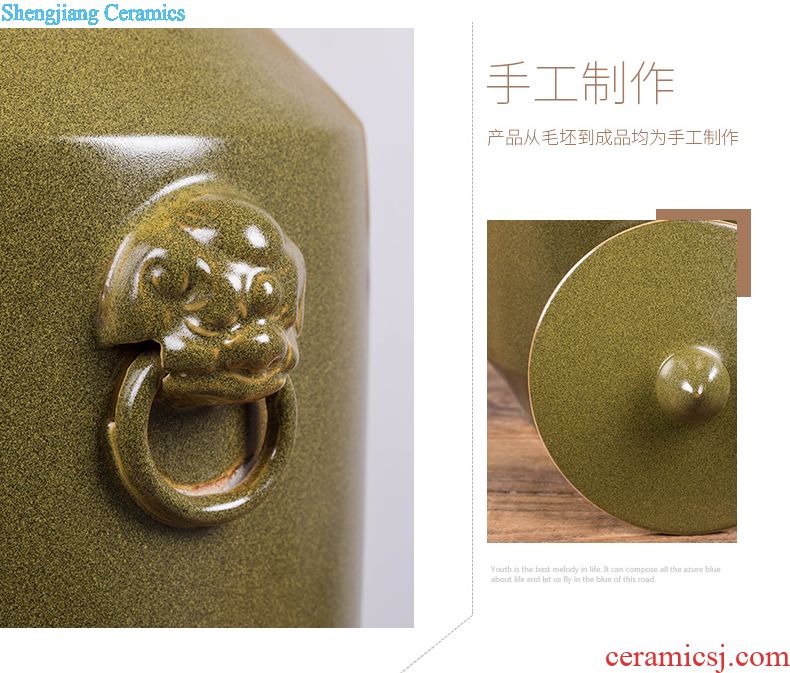 Household adornment archaize ceramic seal wine jar it 30 jin liquor 10 jins 20 jins with copper tap bubble wine