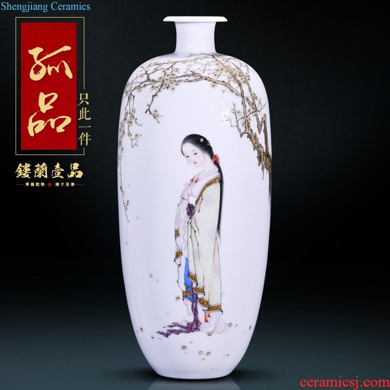 Jingdezhen ceramics hand-painted dress powder enamel decoration of large vases, new Chinese style household furnishing articles