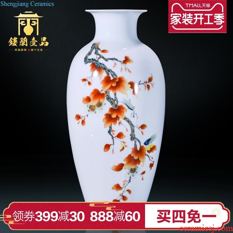 Jingdezhen ceramic antique colors branch lotus sweet grain fights celestial big vase Chinese decorative home furnishing articles collection