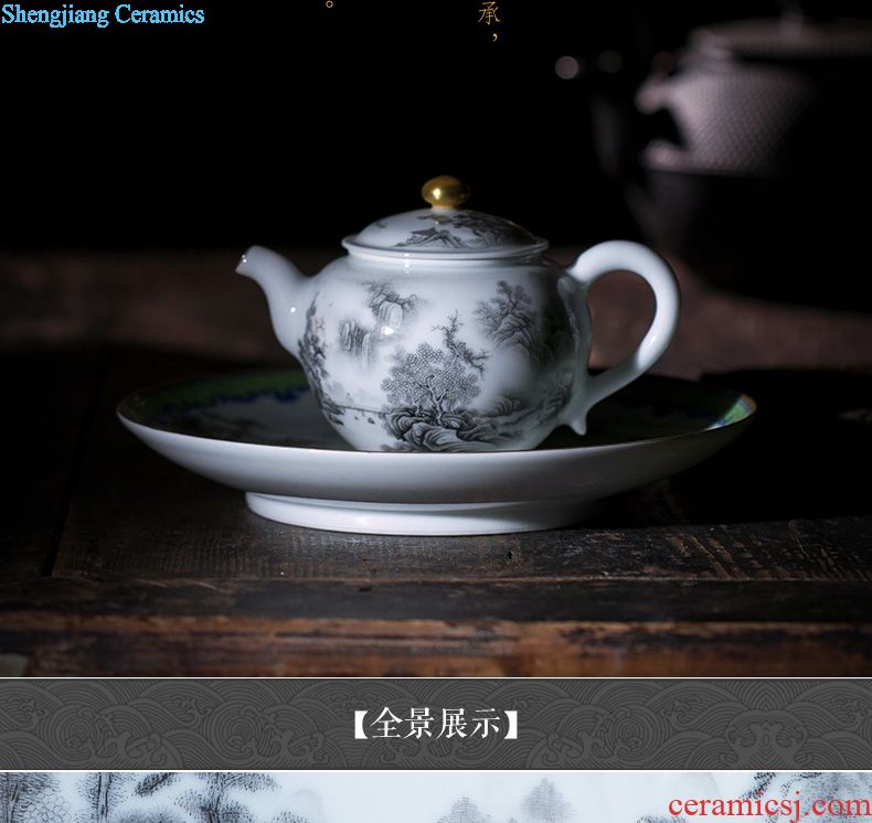 The big step bearing hand-painted ceramic pot imitation king to make tea tea bearing plate all hand jingdezhen blue and white dharma tea accessories