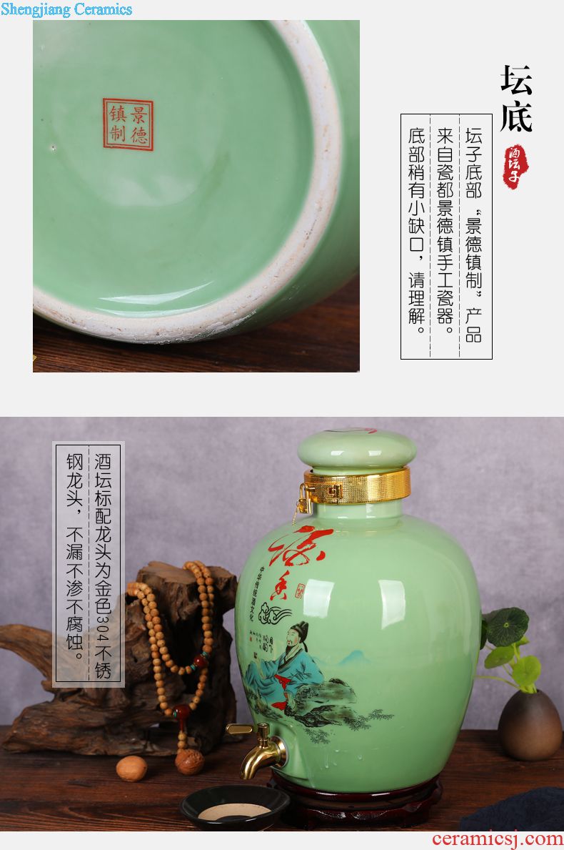 Jingdezhen ceramic barrel storage tank tea cake oil cylinder tank 20 jins of 50 kg of flour ricer box moistureproof bacon cylinder altar