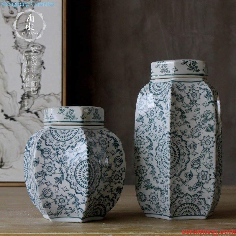 Rain tong home | jingdezhen ceramics european-style six edge ceramic pot home sitting room porch home furnishing articles