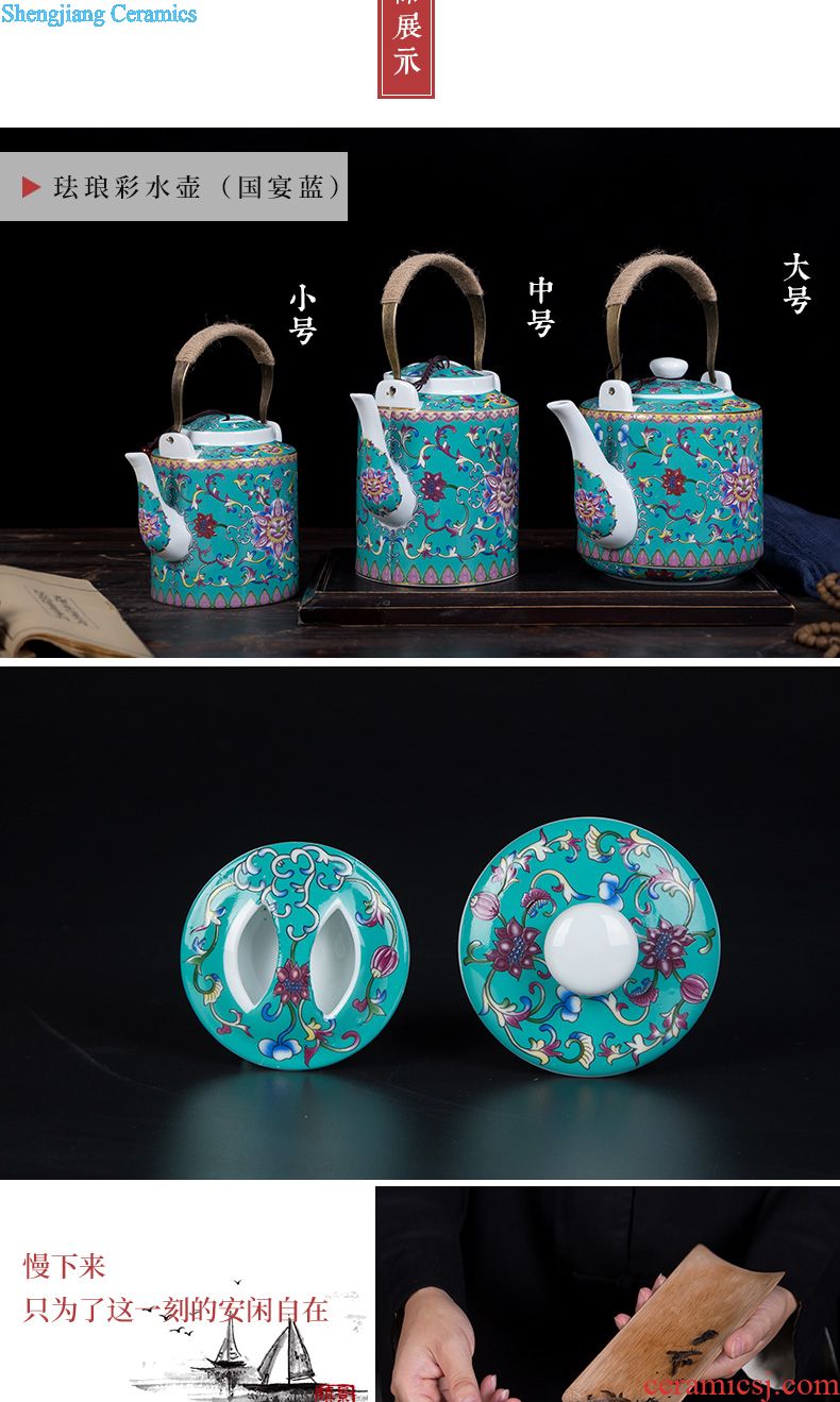 Jingdezhen ceramic teapot household kung fu tea set tea machine belt filter tea set small blue and white porcelain kettle