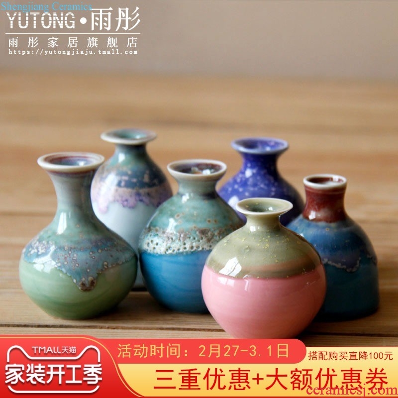 Jingdezhen porcelain pot hand-painted scenery zen model metal accessories decorative crafts vase furnishing articles sitting room