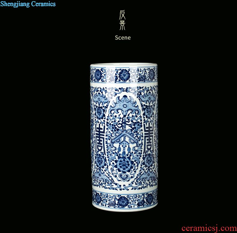 Blue and white porcelain of jingdezhen ceramics phoenix figure the general pot of home sitting room ground adornment porcelain crafts