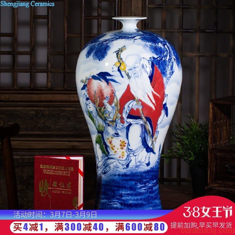 Jingdezhen ceramics Chinese antique hand-painted flower vase household porch rich ancient frame sitting room adornment is placed