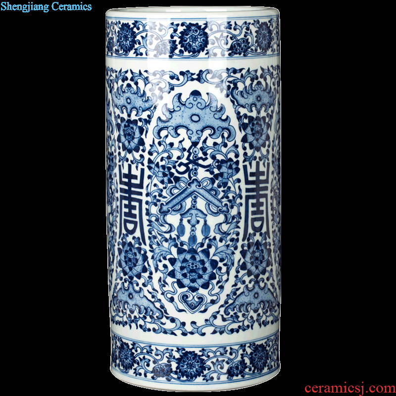 Blue and white porcelain of jingdezhen ceramics phoenix figure the general pot of home sitting room ground adornment porcelain crafts