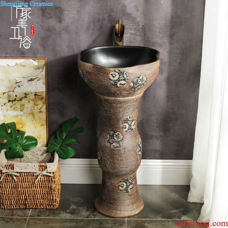 M the pillar type lavatory jingdezhen ceramic basin one-piece art pillar lavabo vertical landing platform