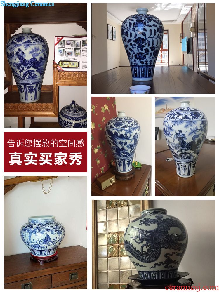 Jingdezhen ceramics hand-painted large vases, flower arrangement sitting room of Chinese style household adornment TV ark rich ancient frame furnishing articles