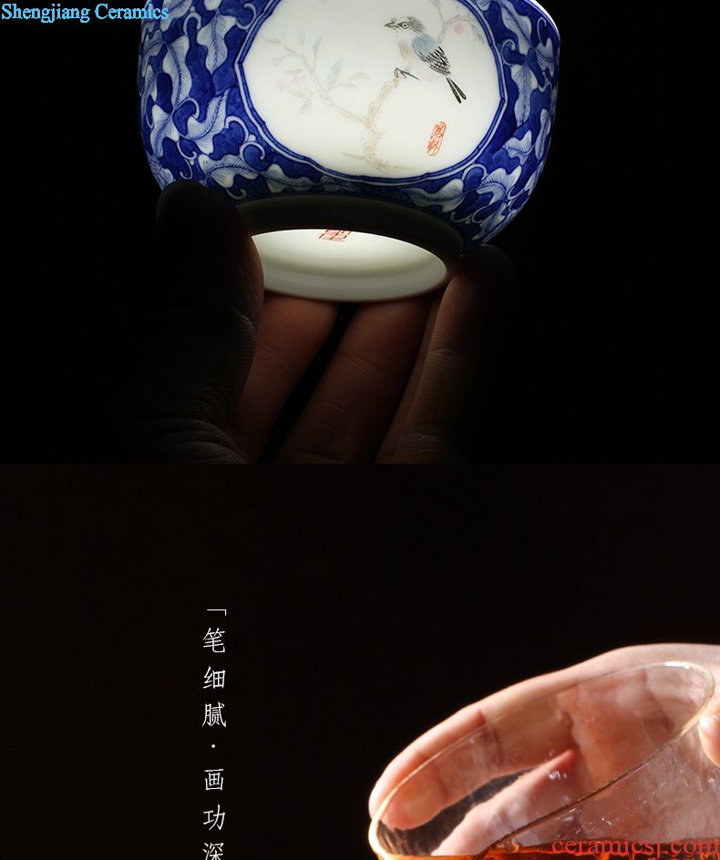 Holy big cup sample tea cup hand-painted ceramic kungfu pastel dai jade buried incense fragrance-smelling cup of jingdezhen tea service master cup