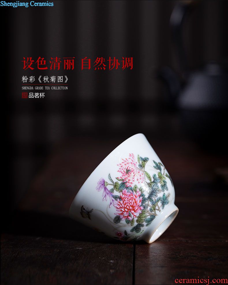 Holy big pure hand-painted ceramic masters cup alum red paint set of spring, summer, autumn and winter cup cup sample tea cup of jingdezhen tea service