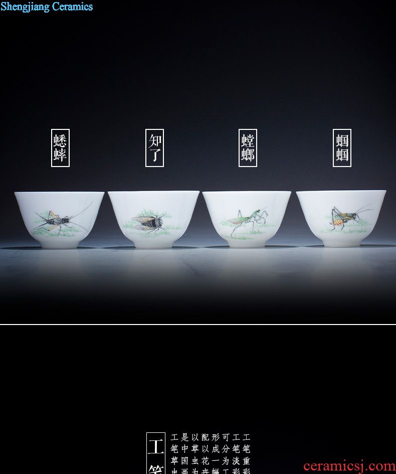 Holy big ceramic fair kung fu tea sets jingdezhen blue and white landscape hand-painted teapot sample tea cup eight head groups