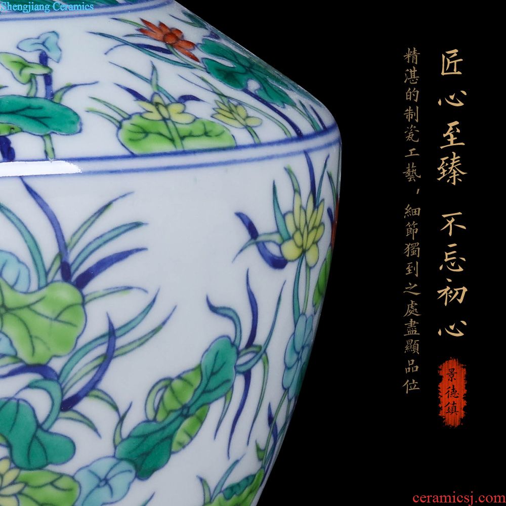 Jingdezhen ceramics furnishing articles hand-painted yulan fragrance vase Chinese style household living room TV cabinet decorative arts and crafts