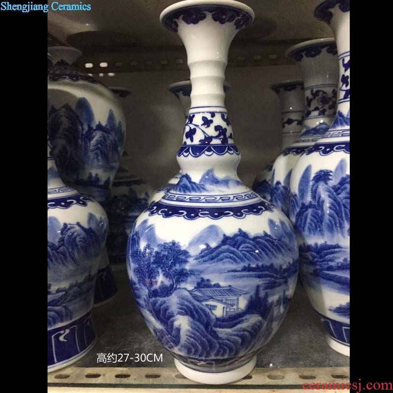 Jingdezhen hand-painted famille rose flower display mesa golden vase high-grade prosperous modern pastel vase vase