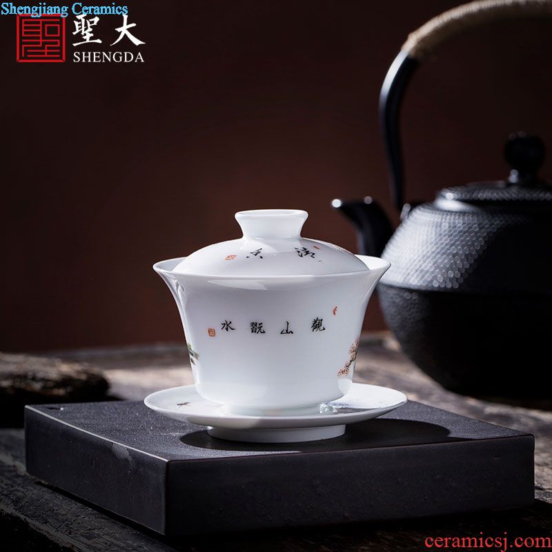 St large ceramic three tureen teacups hand-painted with blue and white landscape tea bowl full manual work of jingdezhen tea service