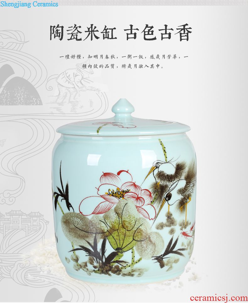 Jingdezhen ceramic aquarium Aquarium goldfish tropical fish turtle cylinder Ceramic tank birdbath A tank that occupy the home