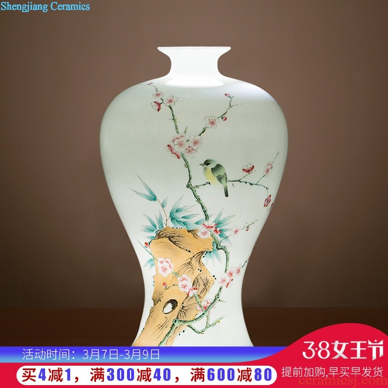 Jingdezhen ceramic masters hand-painted vases furnishing articles bamboo report peaceful living room TV cabinet porch decoration business gifts