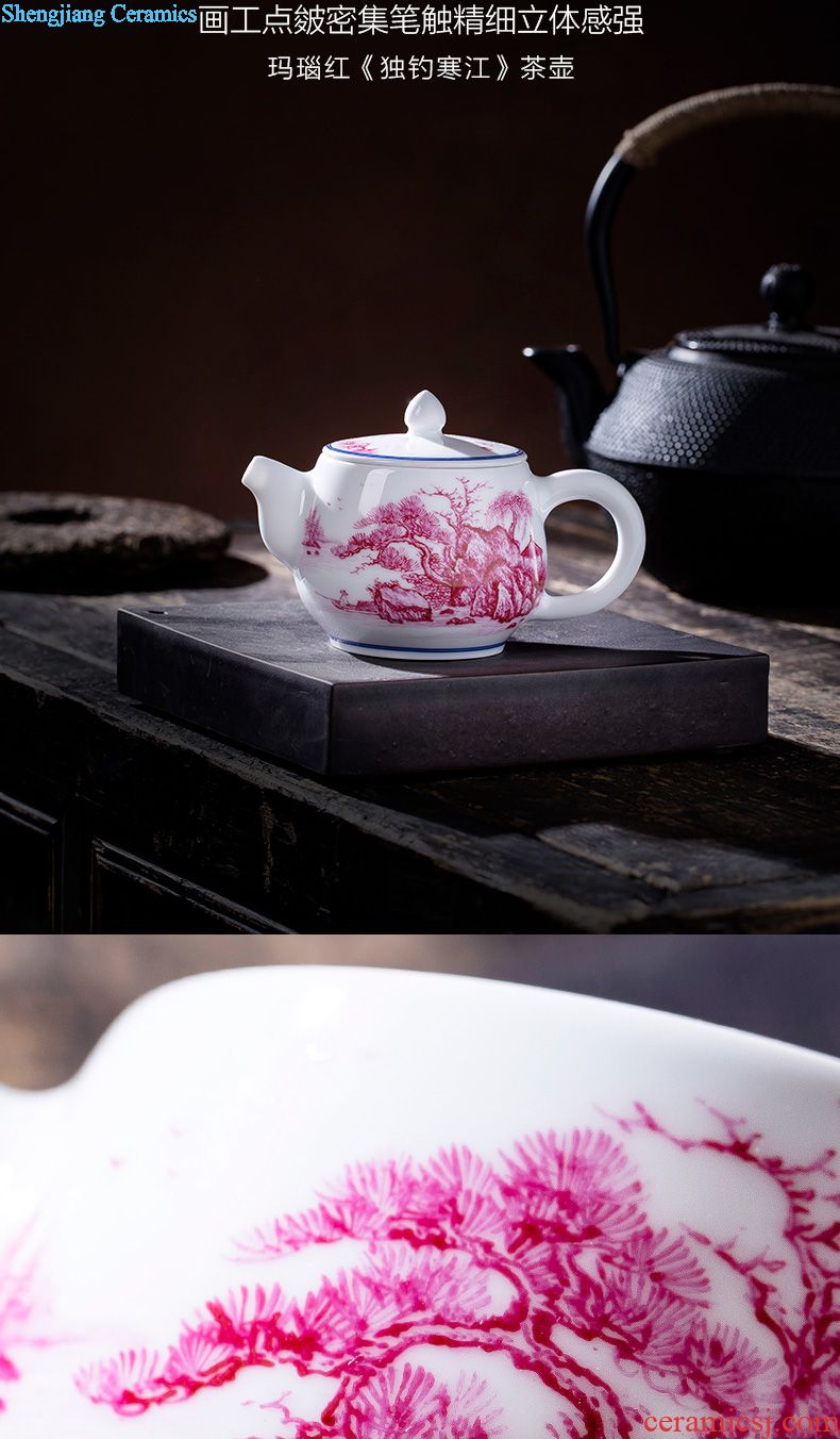 Holy big ceramic kung fu tea set hand-painted pastel flowers bowl sample tea cup cup all hand of jingdezhen tea service master