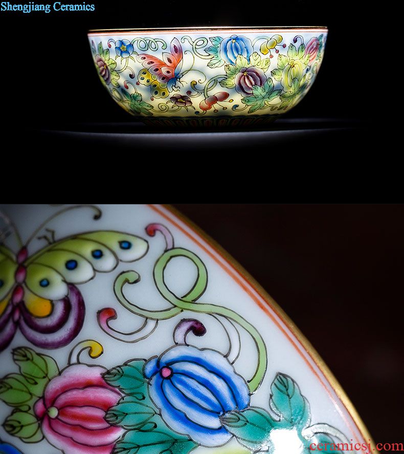 Santa teacups hand-painted ceramic kungfu pastel lanqiu chrysanthemum figure sample tea cup cup all hand of jingdezhen tea service master