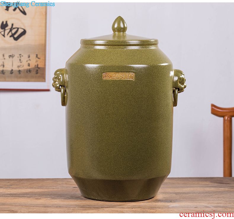 Household adornment archaize ceramic seal wine jar it 30 jin liquor 10 jins 20 jins with copper tap bubble wine