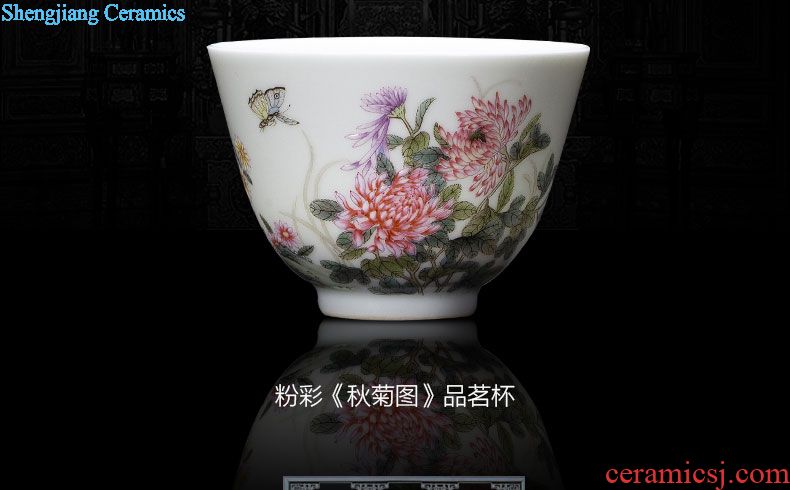 Holy big pure hand-painted ceramic masters cup alum red paint set of spring, summer, autumn and winter cup cup sample tea cup of jingdezhen tea service