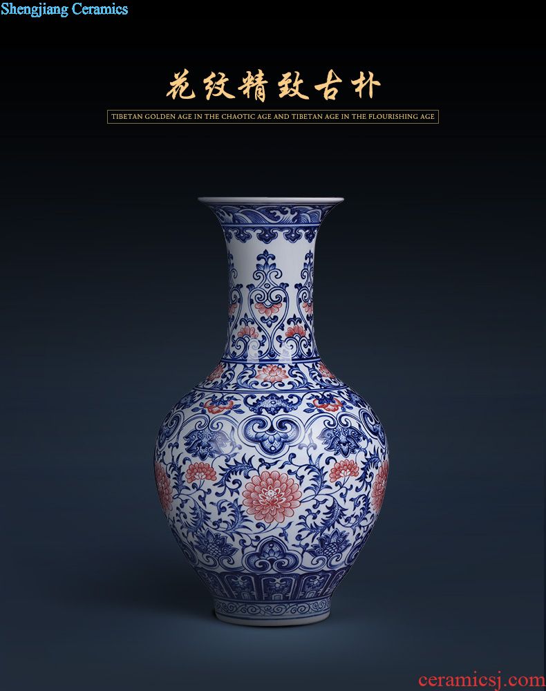 Jingdezhen ceramics vase large red and bright wax gourd bottle of Chinese style household furnishing articles sitting room arranging flowers adorn article