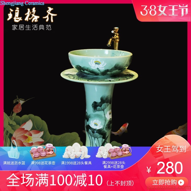 Basin of pillar type lavatory toilet column vertical floor household balcony sink ceramic art