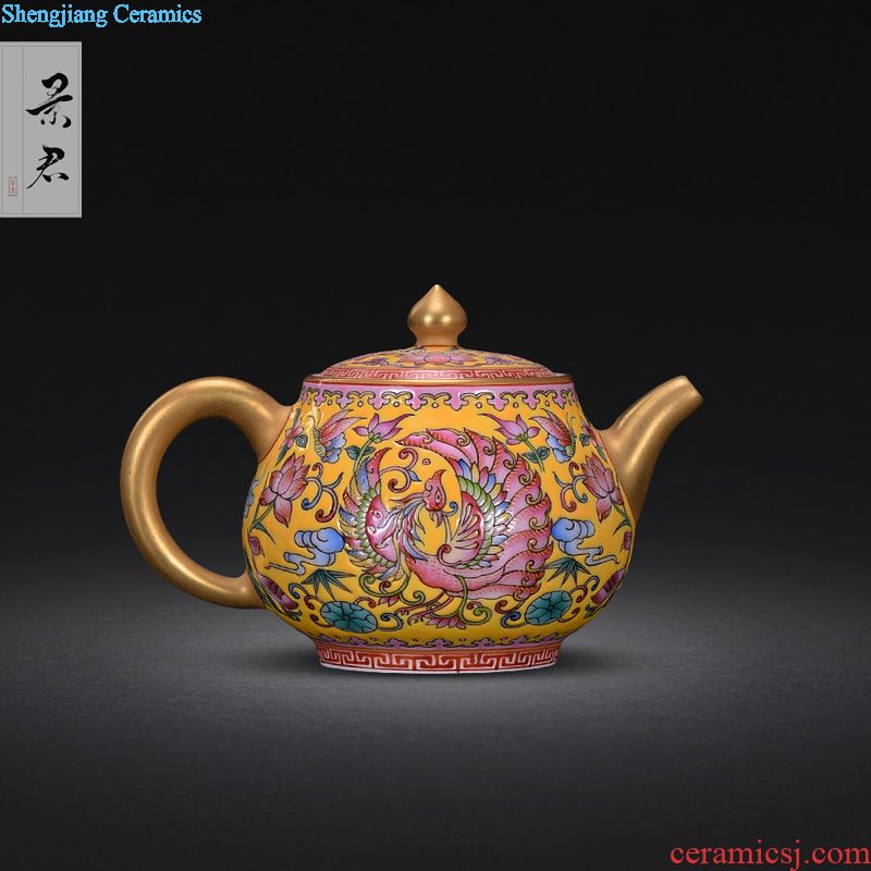 Hand-painted colored enamel teapot jingdezhen JingJun teapot household kung fu tea pot small tea table