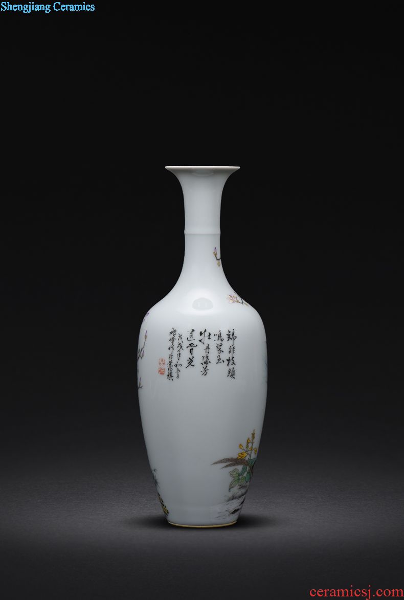 Jingdezhen hand-painted wooden stick bottle master porcelain vase furnishing articles ceramic sitting room decoration as ceramic flower vases