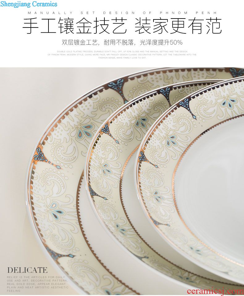 Jingdezhen blue and white porcelain glair bone porcelain tableware Chinese style of eating food dishes to eat bowl high-grade dishes suit household