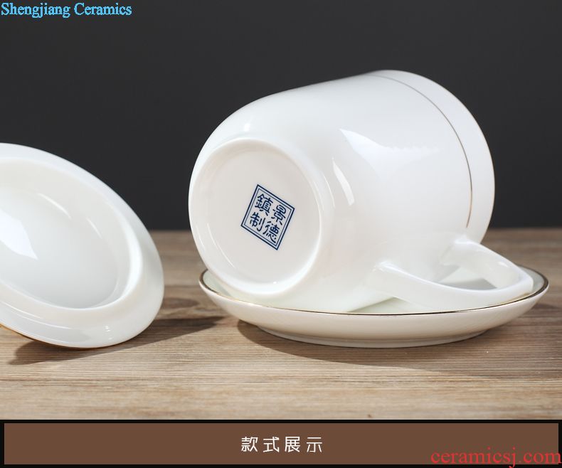 Jingdezhen ceramic cups with cover cup hotel office meeting bone porcelain cup mug household gifts cups