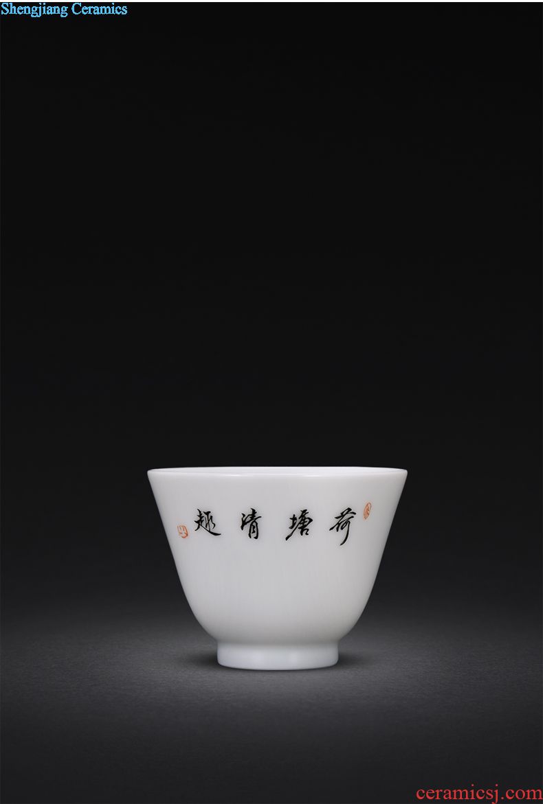 Jingdezhen hand-painted colored enamel sample tea cup single cup scene emperor people cup kung fu tea cups small cup a cup of tea