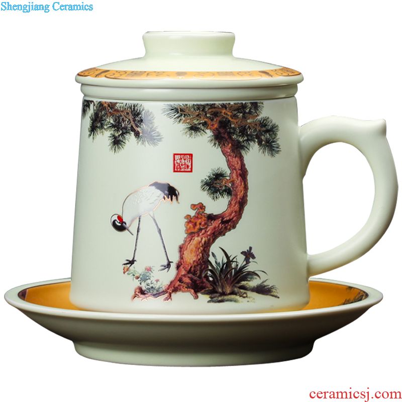 Jingdezhen ceramic cups with cover bone porcelain cup household porcelain bowl glass office meeting 10 only to custom