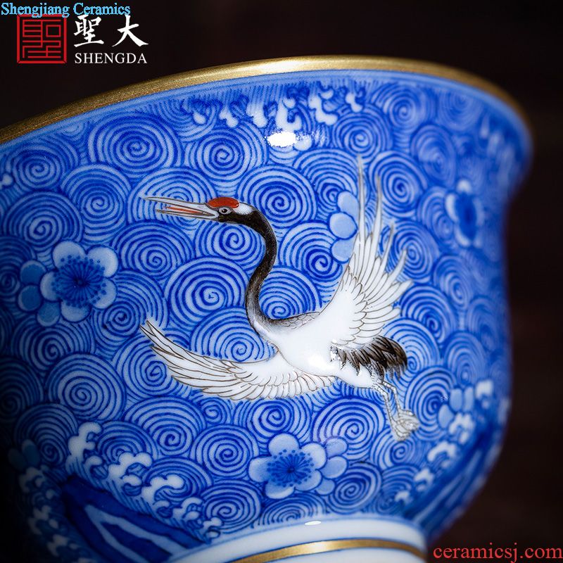 St large ceramic three tureen tea cups all hand azure glaze hand-cut no tureen jingdezhen kung fu tea set