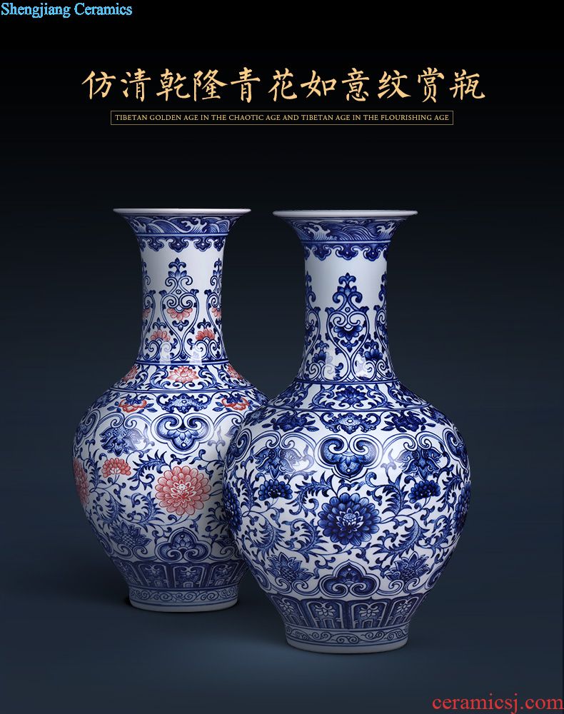 Jingdezhen ceramics vase large red and bright wax gourd bottle of Chinese style household furnishing articles sitting room arranging flowers adorn article