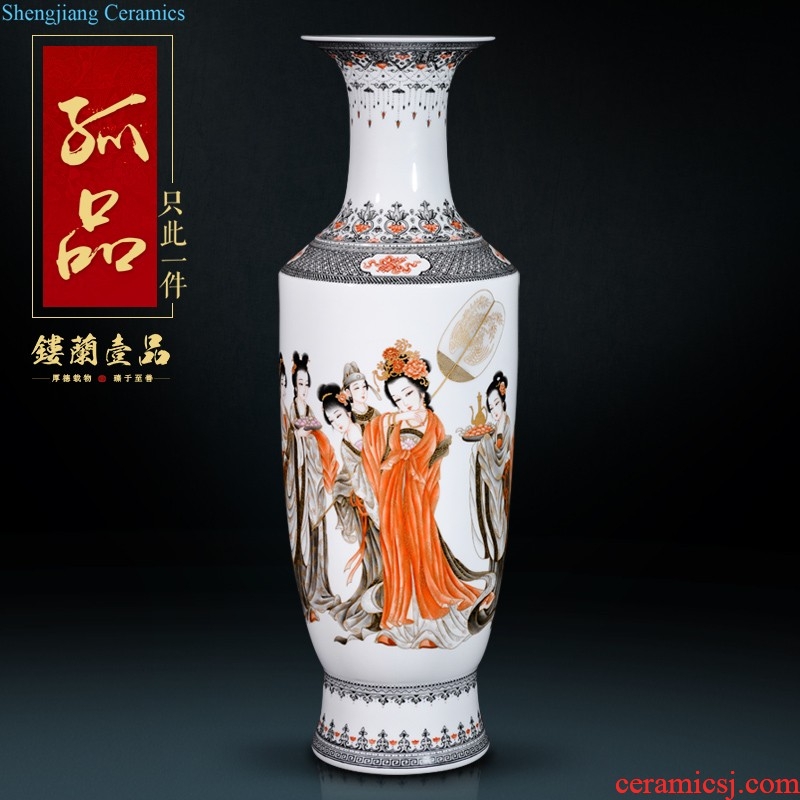 Jingdezhen ceramic hand-painted thin foetus vase furnishing articles dried flowers flower arrangement of new Chinese style of Chinese style porch sitting room adornment ornament