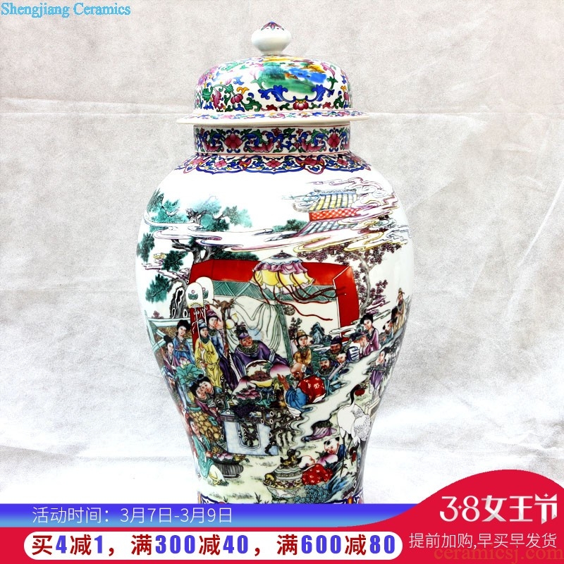 E179 jingdezhen ceramics Splendid sunvo color ink landscape painting of large vases, restoring ancient ways is the sitting room adornment