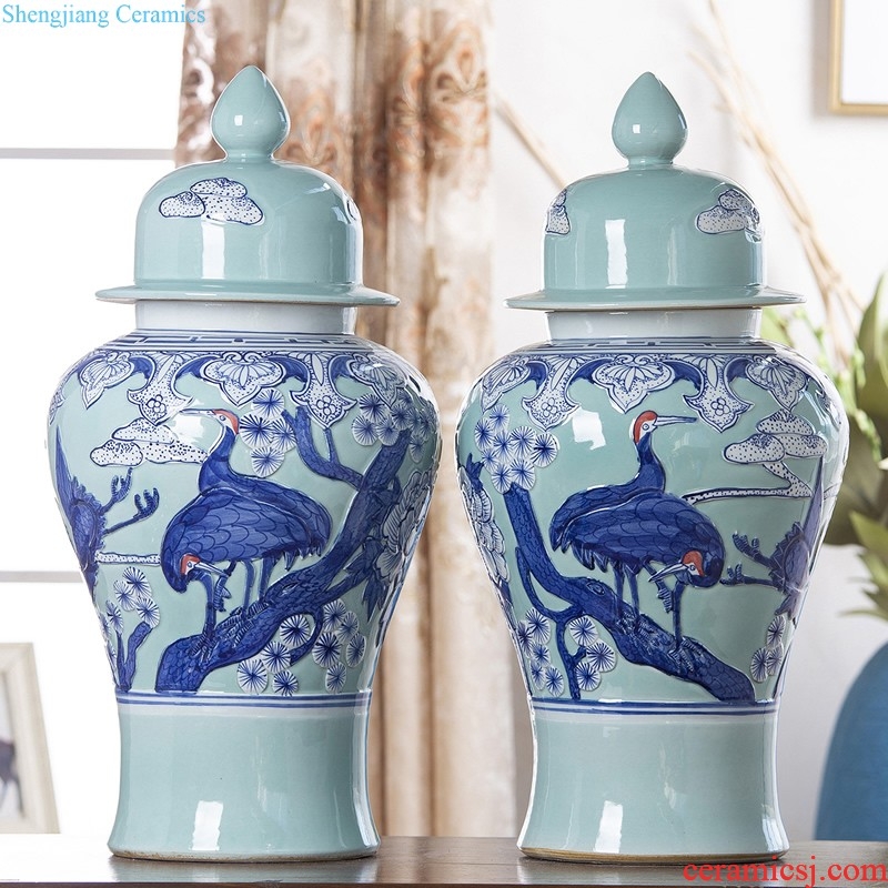 Jingdezhen ceramic hand-painted quiver vase Chinese painting and calligraphy cylinder scroll cylinder sitting room ground adornment is placed the study