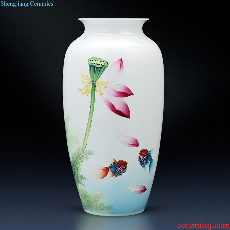 Jingdezhen ceramics vase furnishing articles hand-painted peony flowers prosperous Chinese style living room TV cabinet decoration decoration