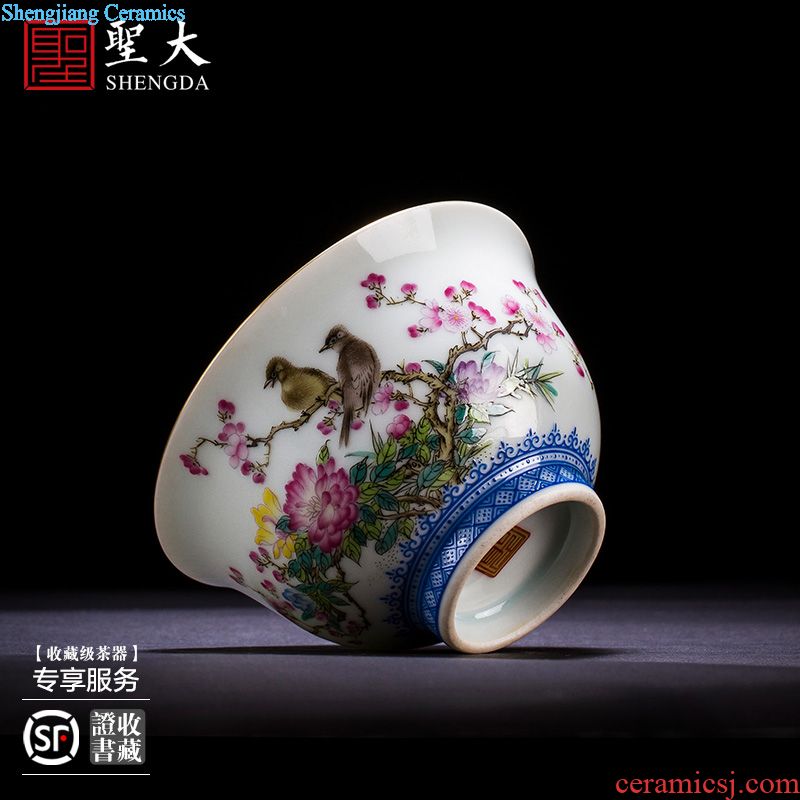 Santa teacups hand-painted ceramic kungfu azure glaze heap gold flexibly jingdezhen blue and white dragon - lie fa cup tea sets
