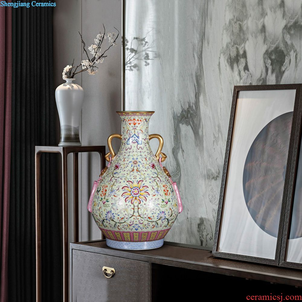 Jingdezhen ceramics furnishing articles imitation qing qianlong youligong longfeng okho spring vases, flower arrangement sitting room adornment