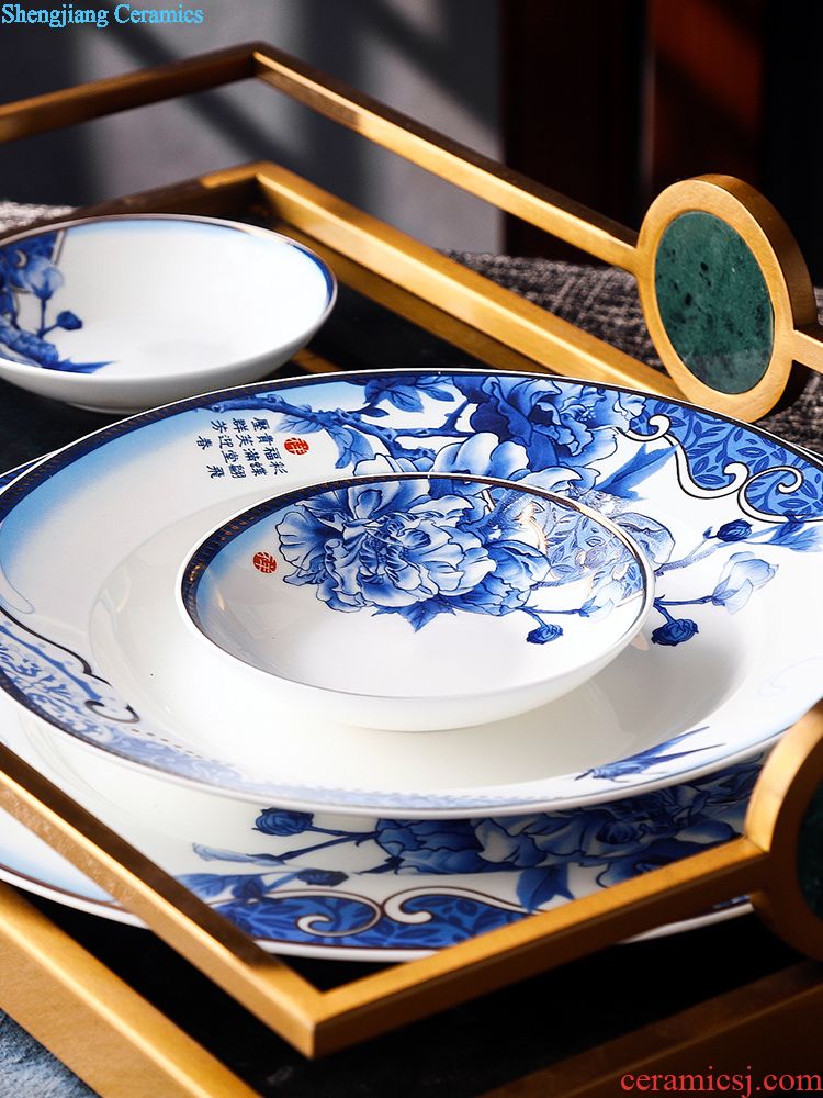 Dishes suit European household jingdezhen ceramic tableware suit 56 luxury bowl dish dish suits bowl chopsticks dishes
