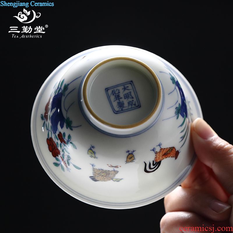 Three frequently hand-painted master of blue and white porcelain cup Tea foam glaze sample tea cup kung fu tea TZS323 ceramic cup