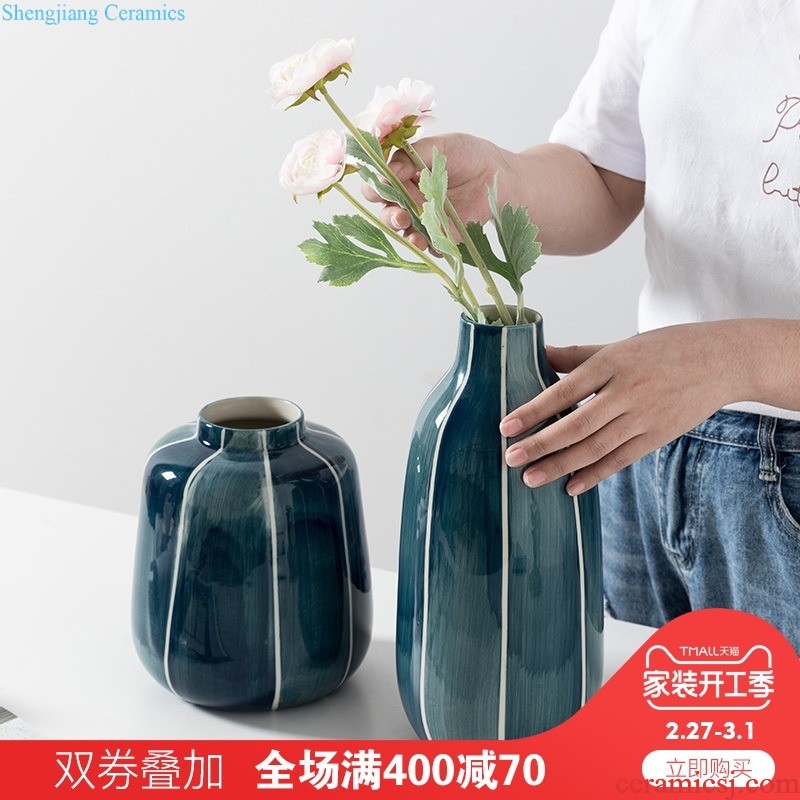 Ins Nordic vase furnishing articles sitting room dry flower arranging flowers hydroponics household contracted Bohemia ceramic flower decoration